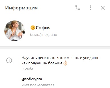 О проекте “София | криптовалюты | заработок” в Telegram, отзывы о заработке крипты