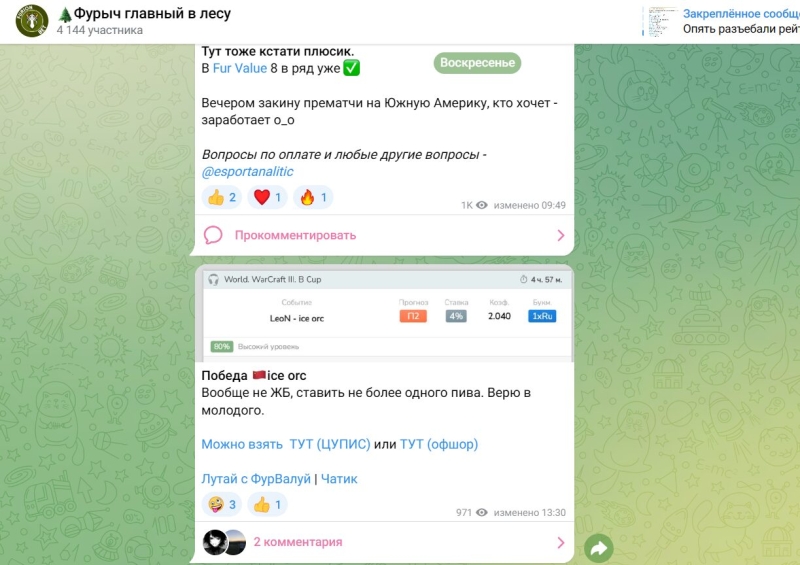 Фурыч главный в лесу — статистика прогнозов в телеграм-канале, цены, отзывы